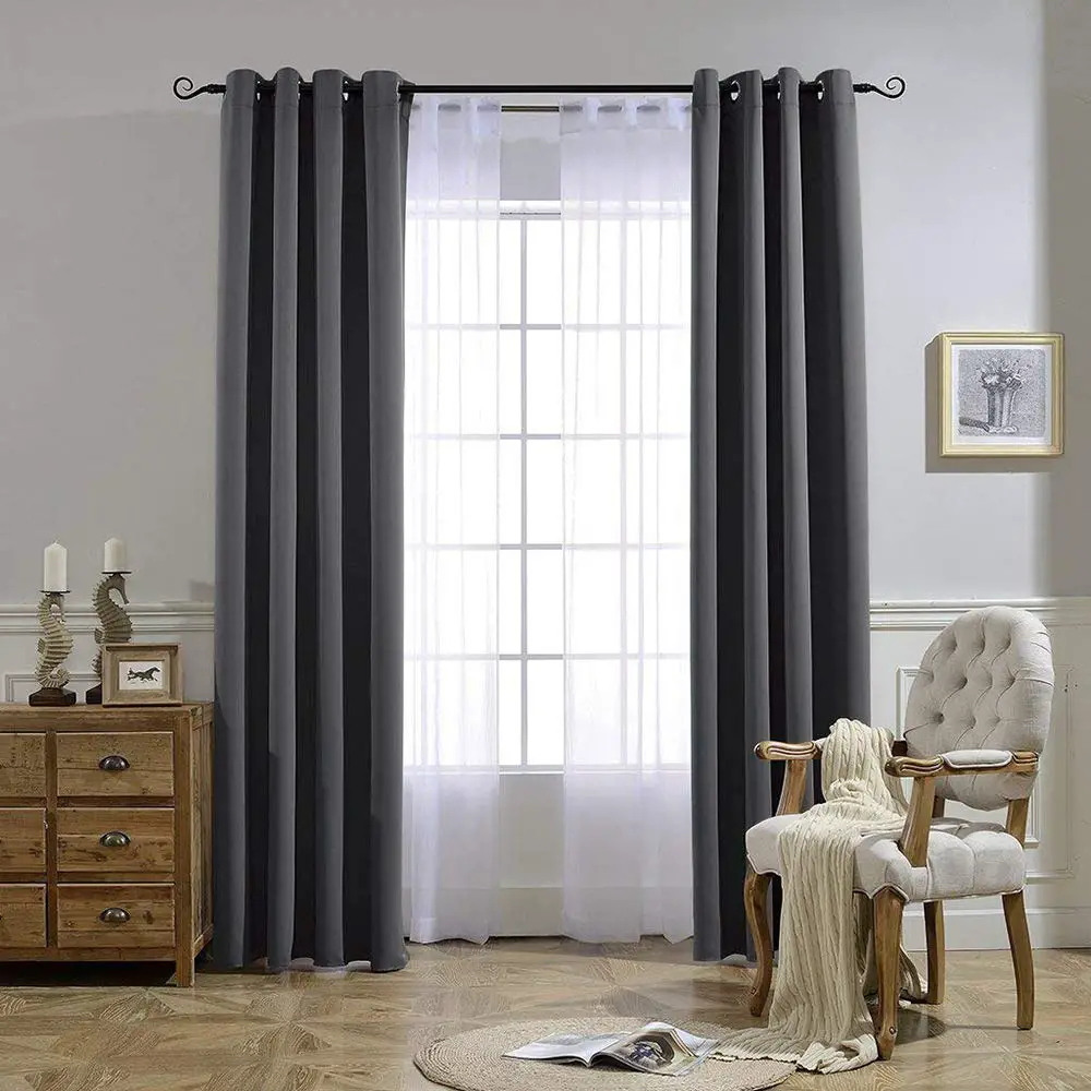 NICETOWN Blackout Curtains Panels for Bedroom - Three Pass Microfiber Noise Reducing Thermal Insulated Solid Ring Top Blackout Window Dra