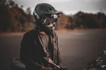 Man wearing a motorcycle helmet