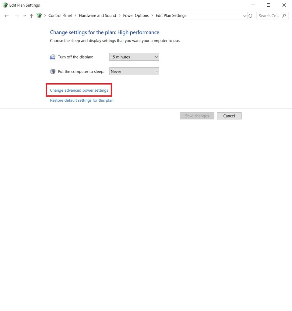 Adjusting processor state to fix headphones crackling and popping changing advanced plan settings