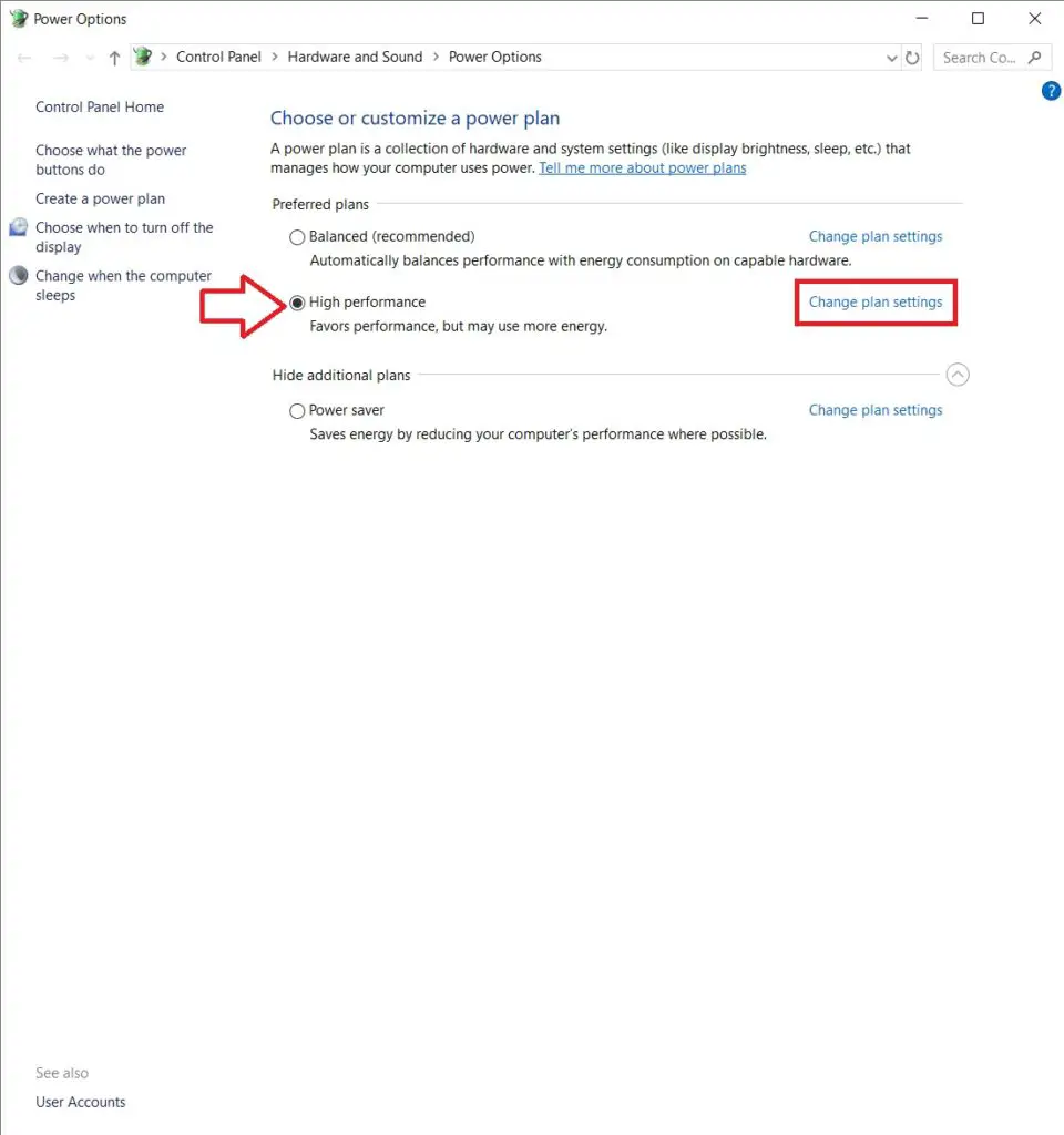 Adjusting processor state to fix headphones crackling and popping changing plan settings