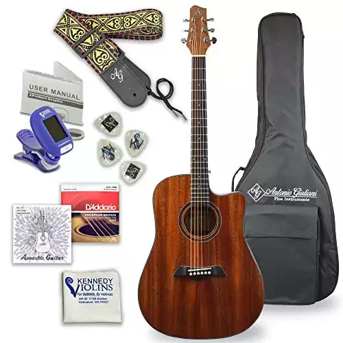 Antonio Giuliani Acoustic Mahogany Guitar Bundle