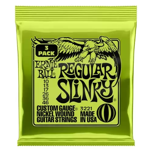 Ernie Ball Regular Slinky Nickel Wound Electric Guitar Strings 3-pack, 10-46 Gauge